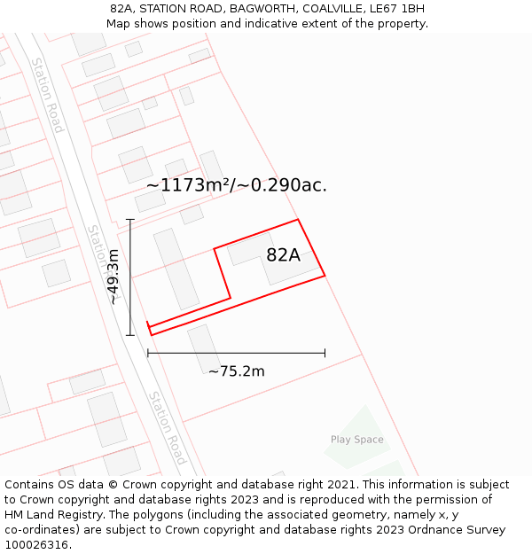 82A, STATION ROAD, BAGWORTH, COALVILLE, LE67 1BH: Plot and title map