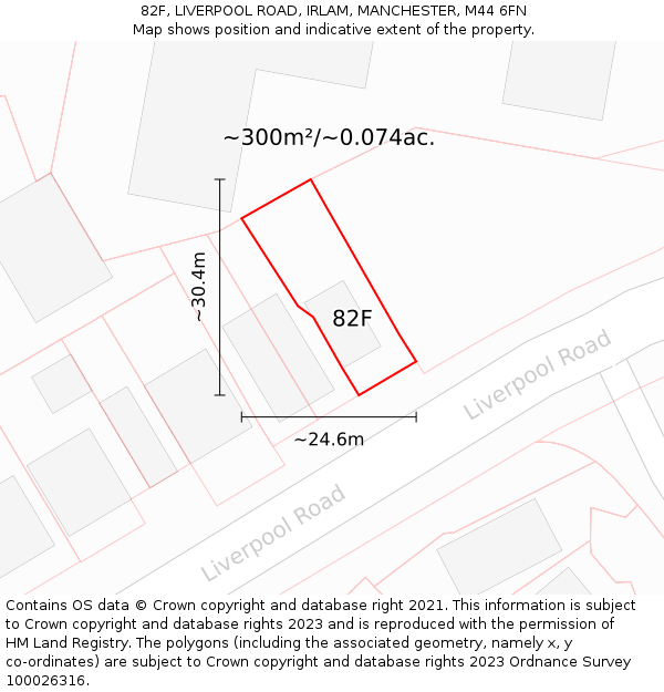 82F, LIVERPOOL ROAD, IRLAM, MANCHESTER, M44 6FN: Plot and title map