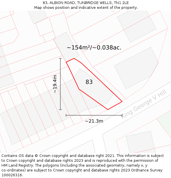 83, ALBION ROAD, TUNBRIDGE WELLS, TN1 2LE: Plot and title map