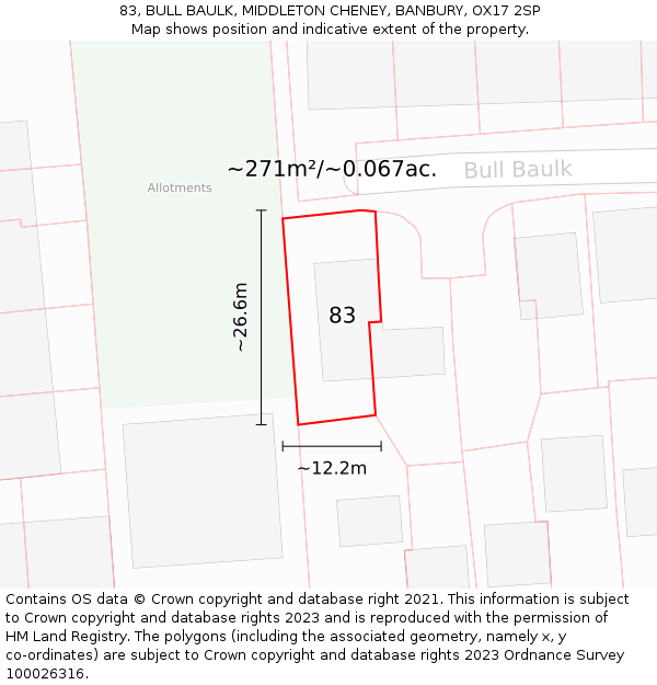 83, BULL BAULK, MIDDLETON CHENEY, BANBURY, OX17 2SP: Plot and title map