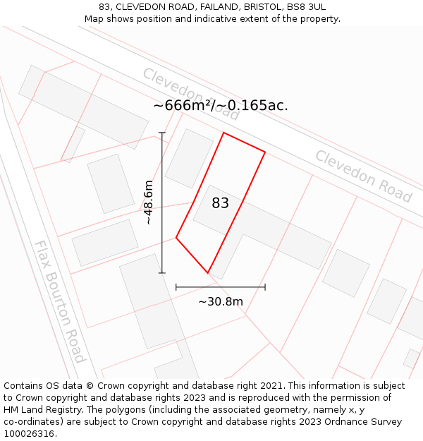 83, CLEVEDON ROAD, FAILAND, BRISTOL, BS8 3UL: Plot and title map