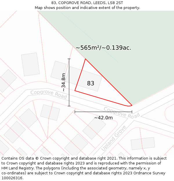 83, COPGROVE ROAD, LEEDS, LS8 2ST: Plot and title map