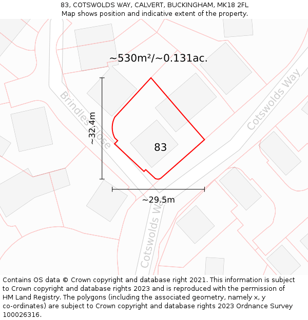 83, COTSWOLDS WAY, CALVERT, BUCKINGHAM, MK18 2FL: Plot and title map