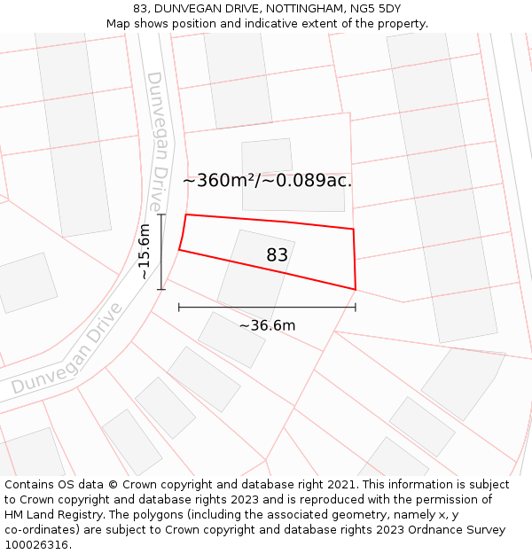 83, DUNVEGAN DRIVE, NOTTINGHAM, NG5 5DY: Plot and title map