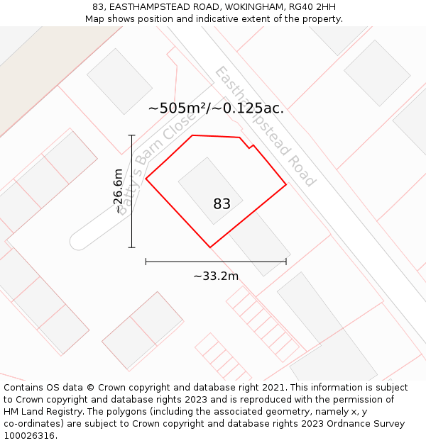 83, EASTHAMPSTEAD ROAD, WOKINGHAM, RG40 2HH: Plot and title map