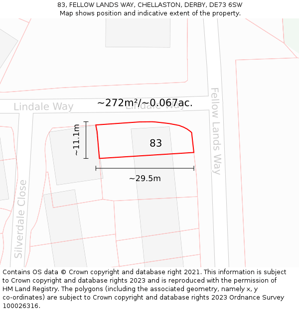83, FELLOW LANDS WAY, CHELLASTON, DERBY, DE73 6SW: Plot and title map