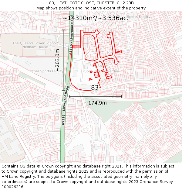 83, HEATHCOTE CLOSE, CHESTER, CH2 2RB: Plot and title map