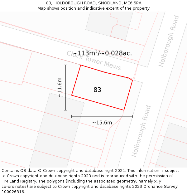 83, HOLBOROUGH ROAD, SNODLAND, ME6 5PA: Plot and title map