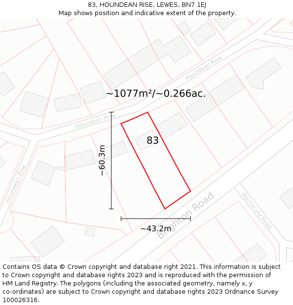 83, HOUNDEAN RISE, LEWES, BN7 1EJ: Plot and title map