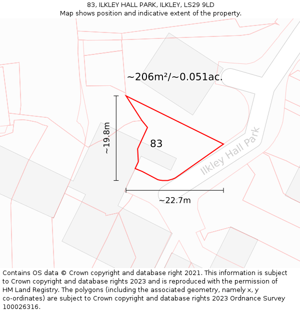 83, ILKLEY HALL PARK, ILKLEY, LS29 9LD: Plot and title map