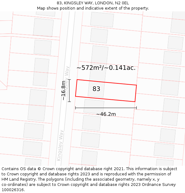 83, KINGSLEY WAY, LONDON, N2 0EL: Plot and title map