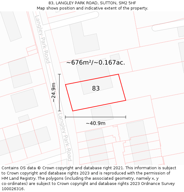 83, LANGLEY PARK ROAD, SUTTON, SM2 5HF: Plot and title map