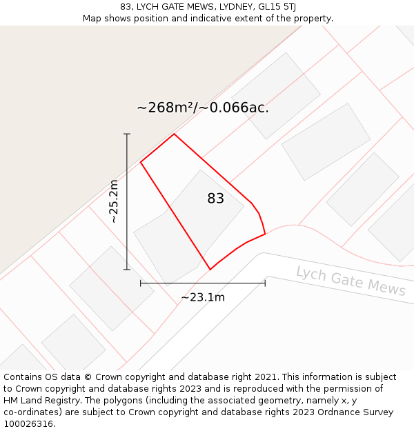 83, LYCH GATE MEWS, LYDNEY, GL15 5TJ: Plot and title map