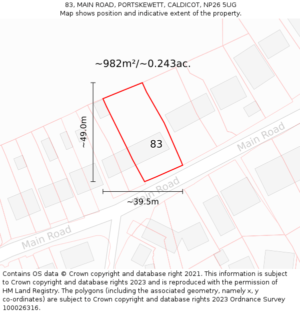 83, MAIN ROAD, PORTSKEWETT, CALDICOT, NP26 5UG: Plot and title map