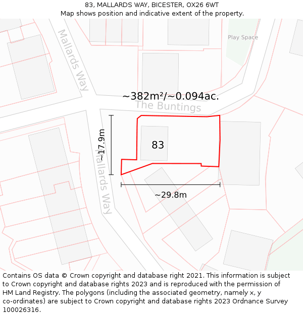 83, MALLARDS WAY, BICESTER, OX26 6WT: Plot and title map