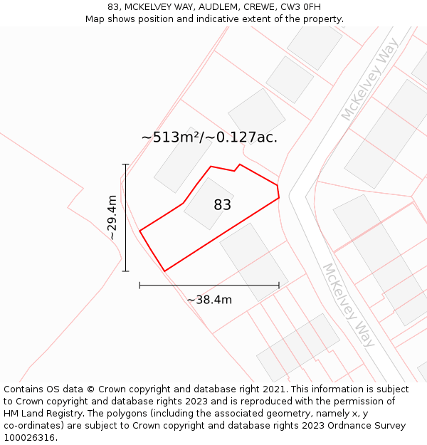 83, MCKELVEY WAY, AUDLEM, CREWE, CW3 0FH: Plot and title map