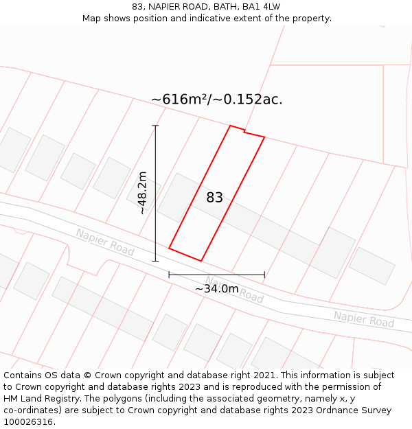 83, NAPIER ROAD, BATH, BA1 4LW: Plot and title map