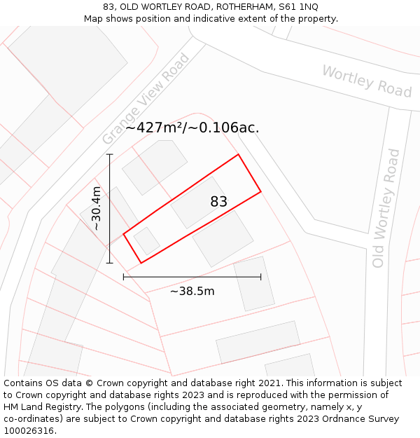 83, OLD WORTLEY ROAD, ROTHERHAM, S61 1NQ: Plot and title map