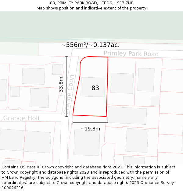 83, PRIMLEY PARK ROAD, LEEDS, LS17 7HR: Plot and title map