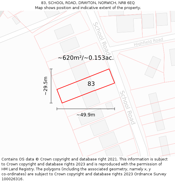 83, SCHOOL ROAD, DRAYTON, NORWICH, NR8 6EQ: Plot and title map