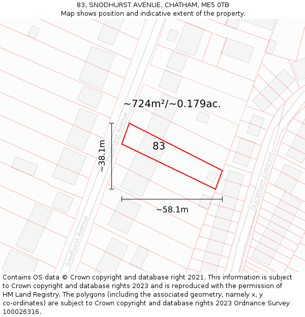 83, SNODHURST AVENUE, CHATHAM, ME5 0TB: Plot and title map