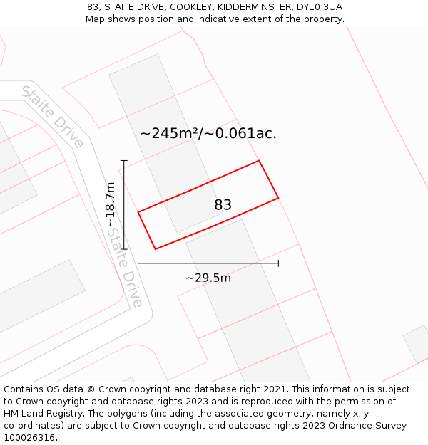 83, STAITE DRIVE, COOKLEY, KIDDERMINSTER, DY10 3UA: Plot and title map