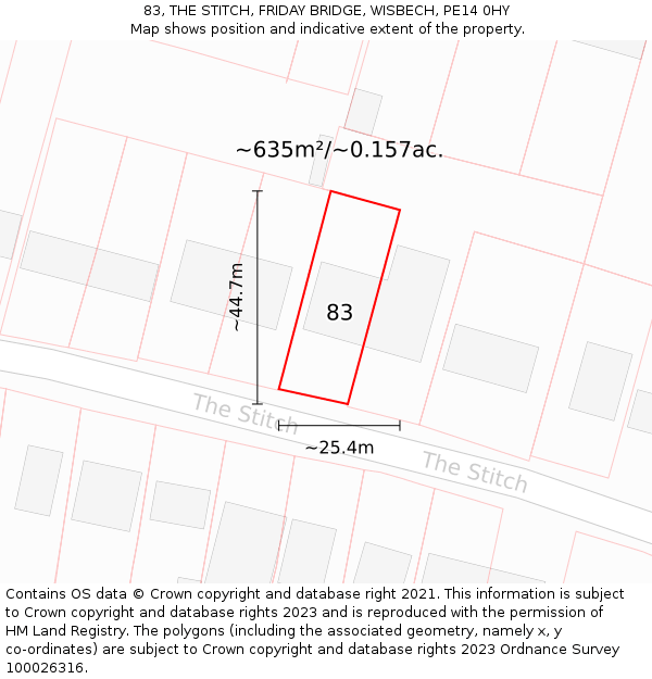 83, THE STITCH, FRIDAY BRIDGE, WISBECH, PE14 0HY: Plot and title map