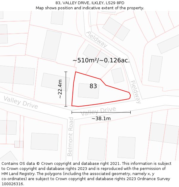 83, VALLEY DRIVE, ILKLEY, LS29 8PD: Plot and title map