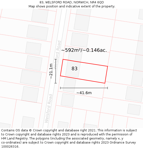 83, WELSFORD ROAD, NORWICH, NR4 6QD: Plot and title map