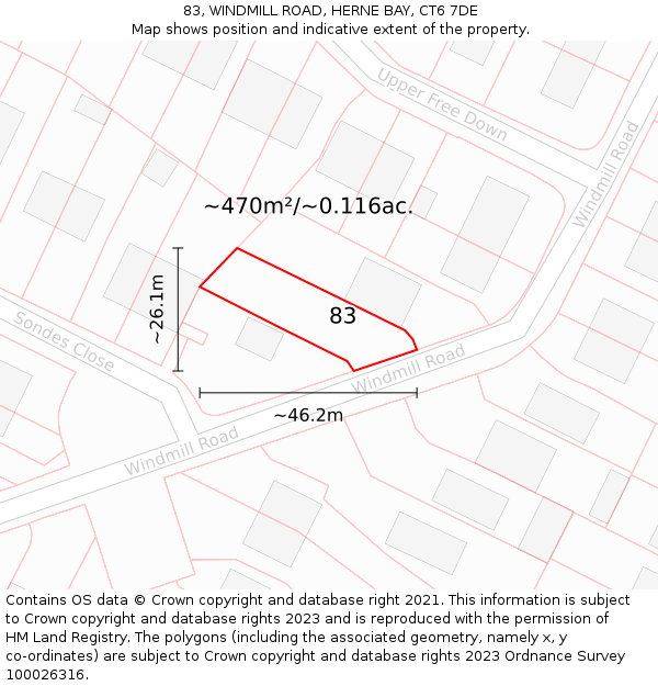 83, WINDMILL ROAD, HERNE BAY, CT6 7DE: Plot and title map