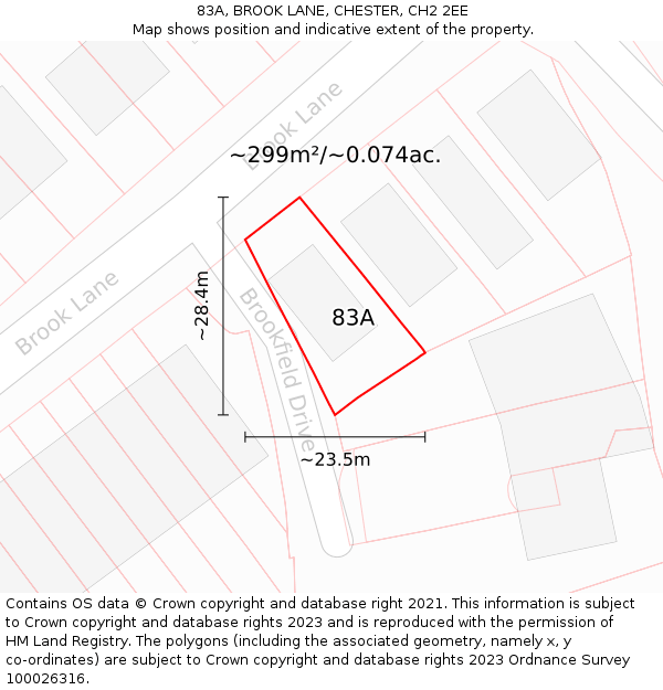 83A, BROOK LANE, CHESTER, CH2 2EE: Plot and title map