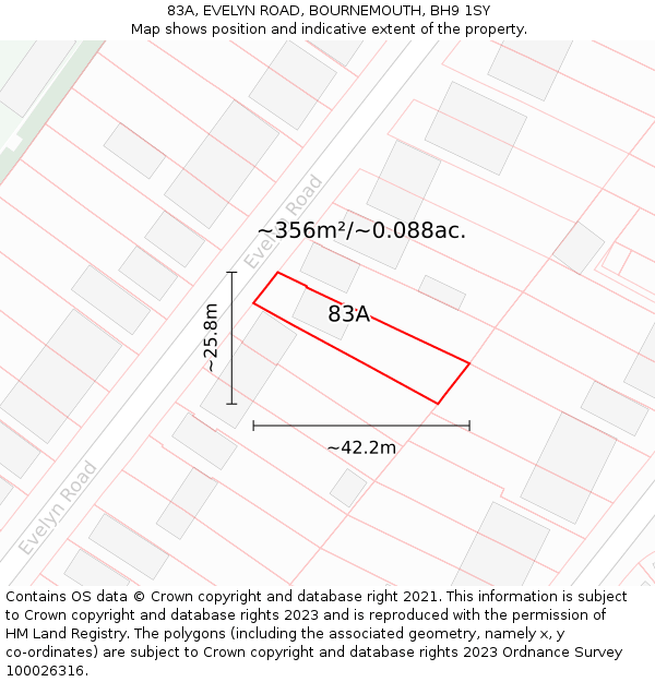 83A, EVELYN ROAD, BOURNEMOUTH, BH9 1SY: Plot and title map
