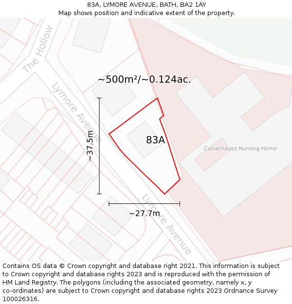 83A, LYMORE AVENUE, BATH, BA2 1AY: Plot and title map
