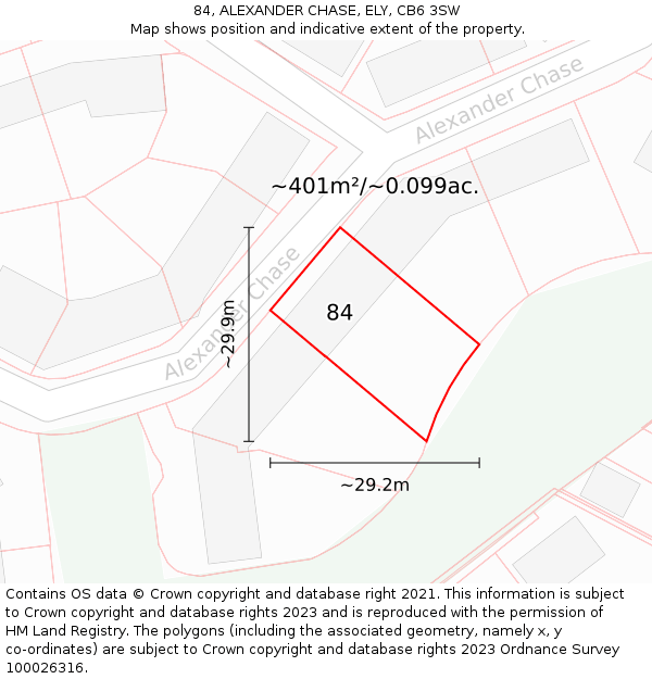 84, ALEXANDER CHASE, ELY, CB6 3SW: Plot and title map