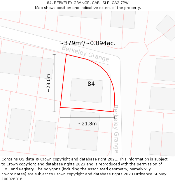 84, BERKELEY GRANGE, CARLISLE, CA2 7PW: Plot and title map