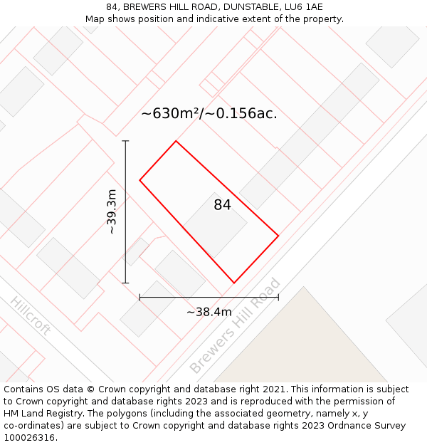 84, BREWERS HILL ROAD, DUNSTABLE, LU6 1AE: Plot and title map