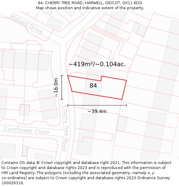 84, CHERRY TREE ROAD, HARWELL, DIDCOT, OX11 6DG: Plot and title map