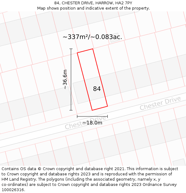 84, CHESTER DRIVE, HARROW, HA2 7PY: Plot and title map