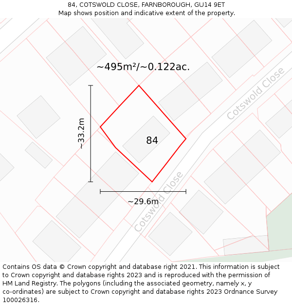 84, COTSWOLD CLOSE, FARNBOROUGH, GU14 9ET: Plot and title map