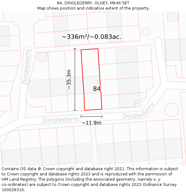 84, DINGLEDERRY, OLNEY, MK46 5ET: Plot and title map