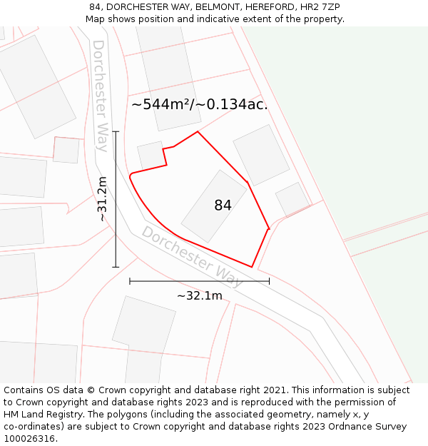 84, DORCHESTER WAY, BELMONT, HEREFORD, HR2 7ZP: Plot and title map