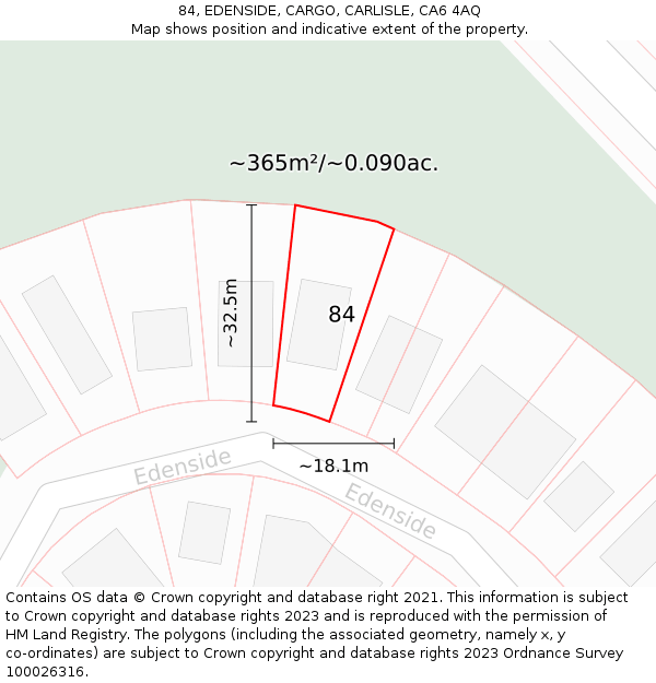 84, EDENSIDE, CARGO, CARLISLE, CA6 4AQ: Plot and title map
