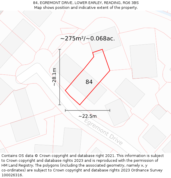 84, EGREMONT DRIVE, LOWER EARLEY, READING, RG6 3BS: Plot and title map
