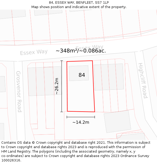 84, ESSEX WAY, BENFLEET, SS7 1LP: Plot and title map
