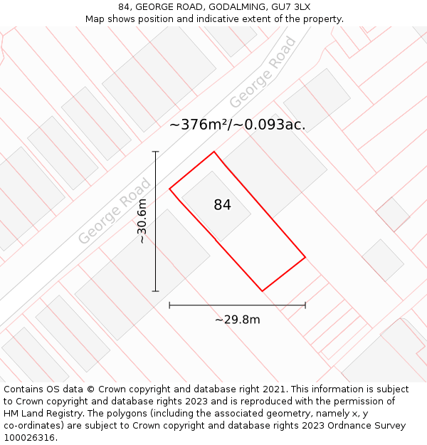 84, GEORGE ROAD, GODALMING, GU7 3LX: Plot and title map