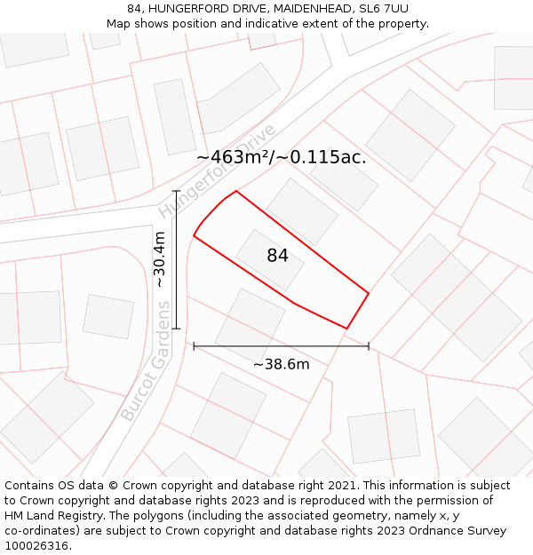 84, HUNGERFORD DRIVE, MAIDENHEAD, SL6 7UU: Plot and title map