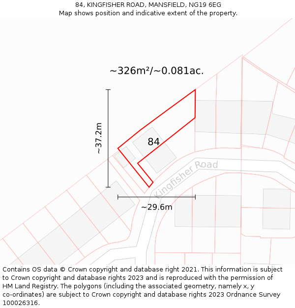 84, KINGFISHER ROAD, MANSFIELD, NG19 6EG: Plot and title map
