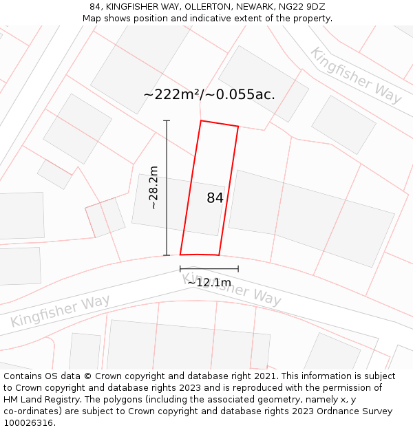84, KINGFISHER WAY, OLLERTON, NEWARK, NG22 9DZ: Plot and title map