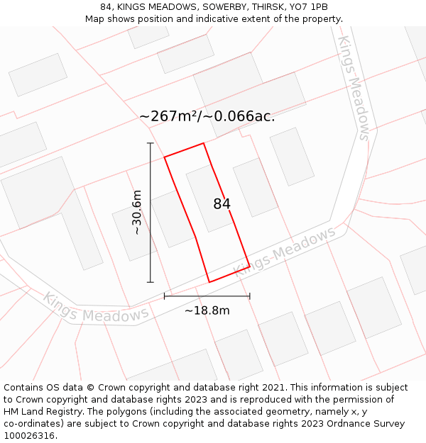 84, KINGS MEADOWS, SOWERBY, THIRSK, YO7 1PB: Plot and title map
