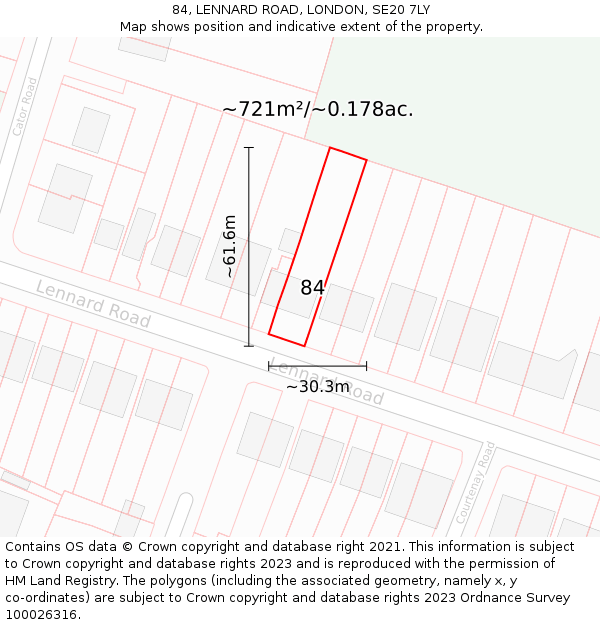 84, LENNARD ROAD, LONDON, SE20 7LY: Plot and title map